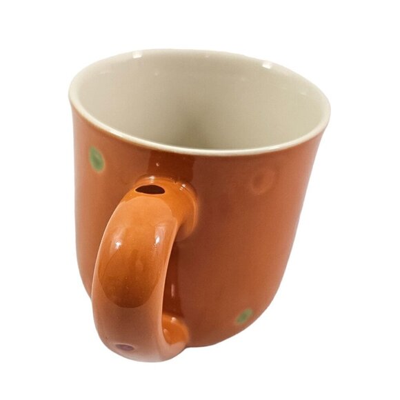 Temptations Tara Orange Spike Polka Dot 10 Oz Ceramic Coffee Tea Mug – Set of 2 - Picture 11 of 16